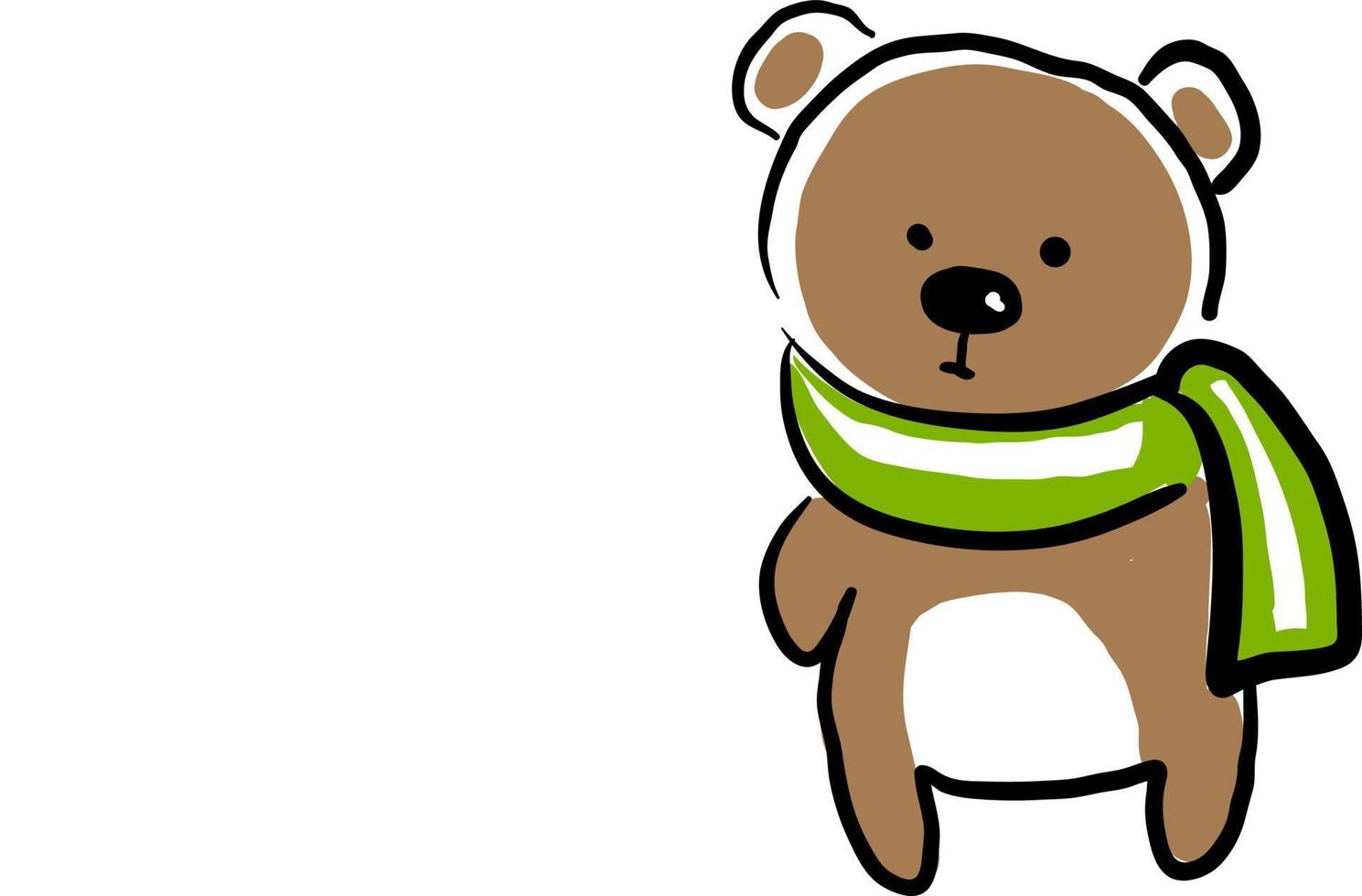 Bear with scarf, illustration, vector on white background.