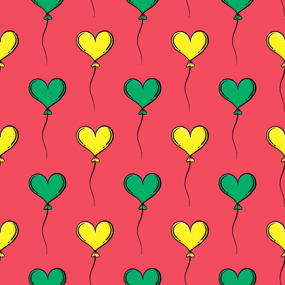 Heart balloon pattern, seamless pattern on red background. vector