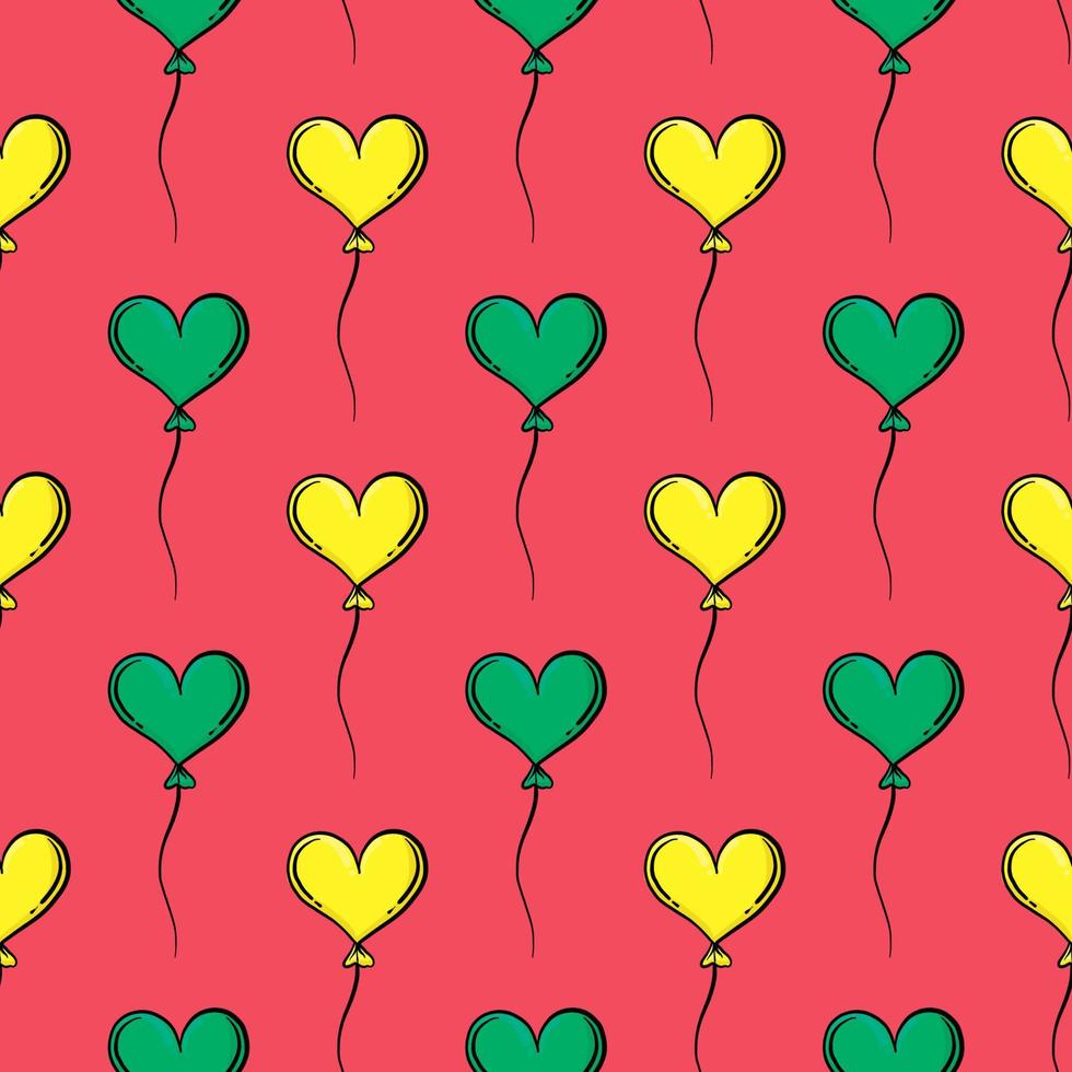 Heart balloon pattern, seamless pattern on red background. vector