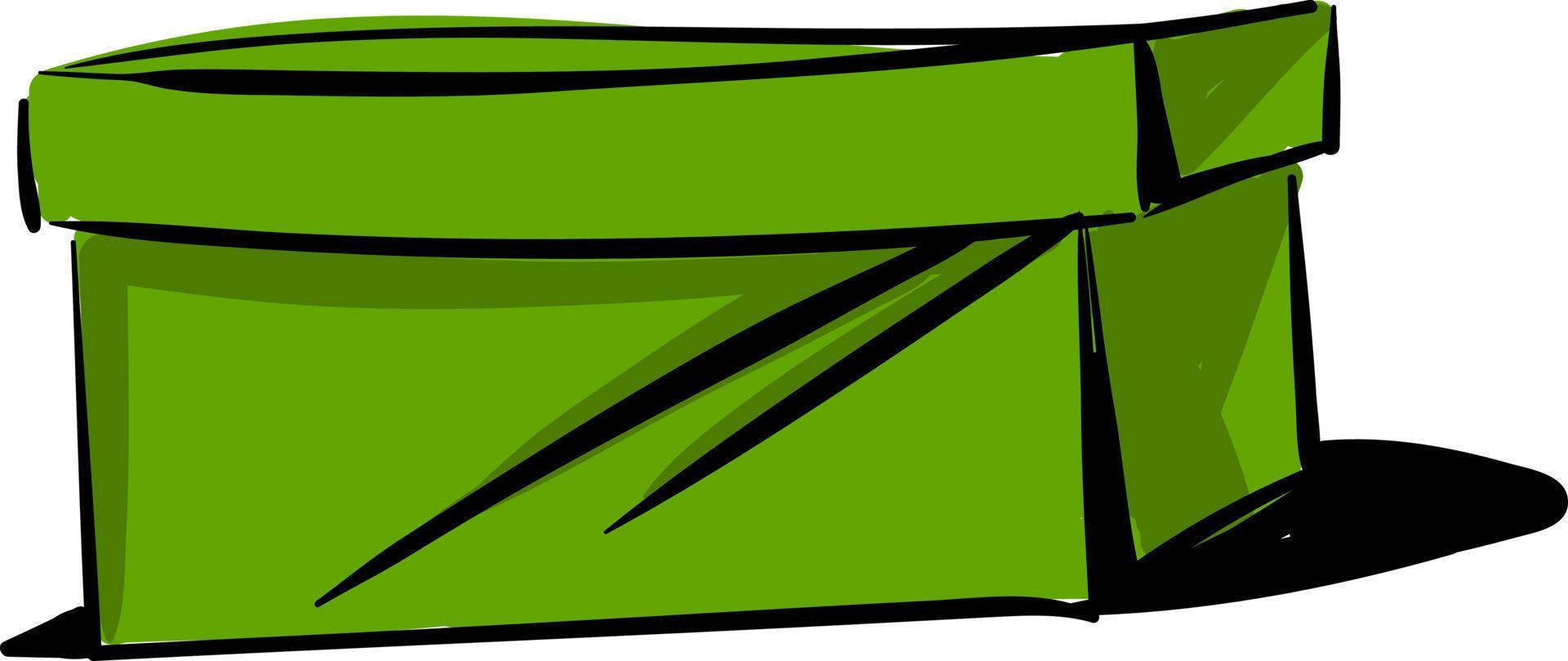 Caja verde larga, ilustración, vector sobre fondo blanco.