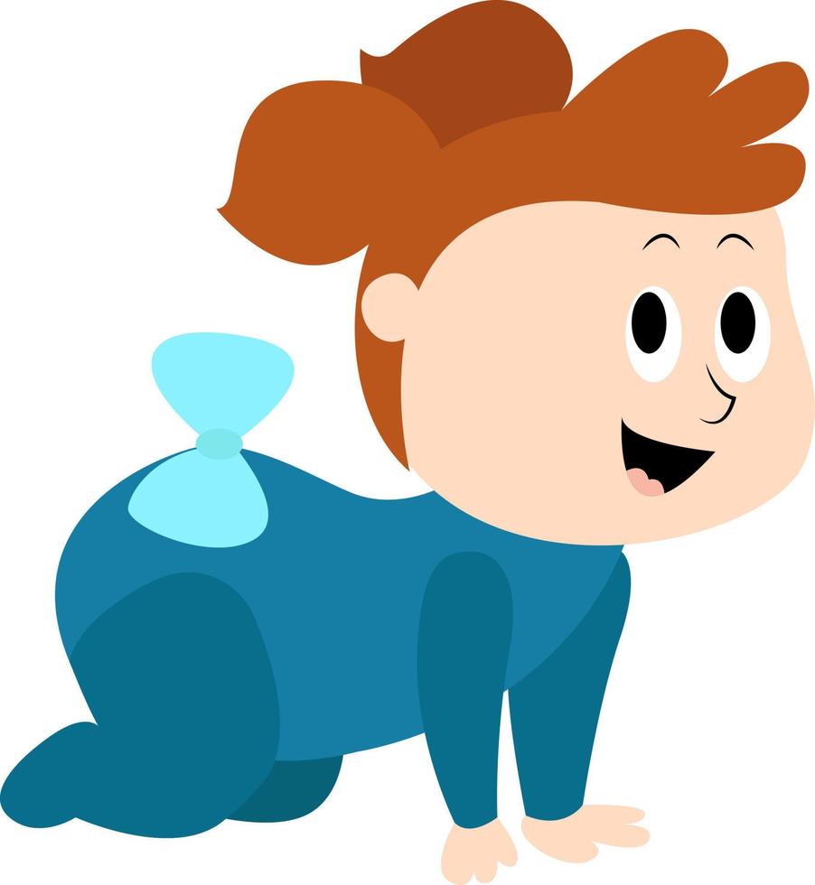 Baby Girl en azul, ilustración, vector sobre fondo blanco.