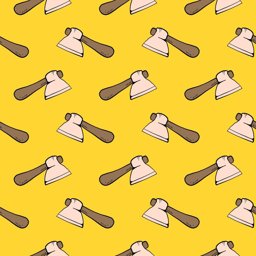 Cute axe ,seamless pattern on yellow background. vector
