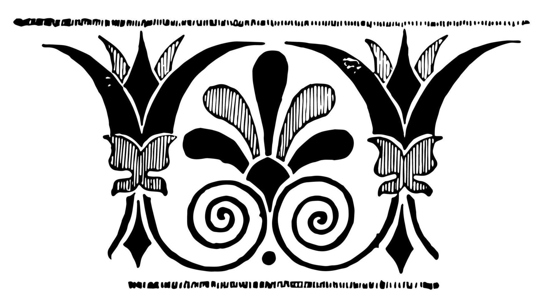 Greek Band Design is a decorative border constructed, vintage engraving. vector