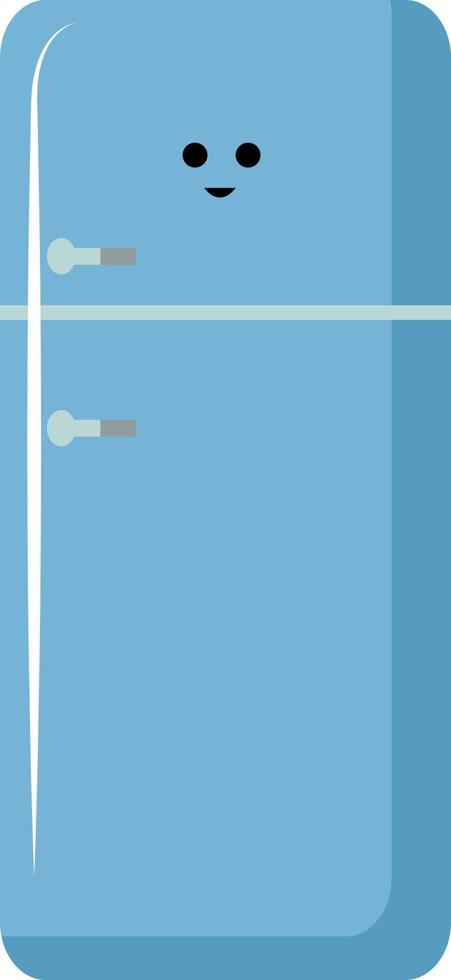 Blue fridge, illustration, vector on white background.
