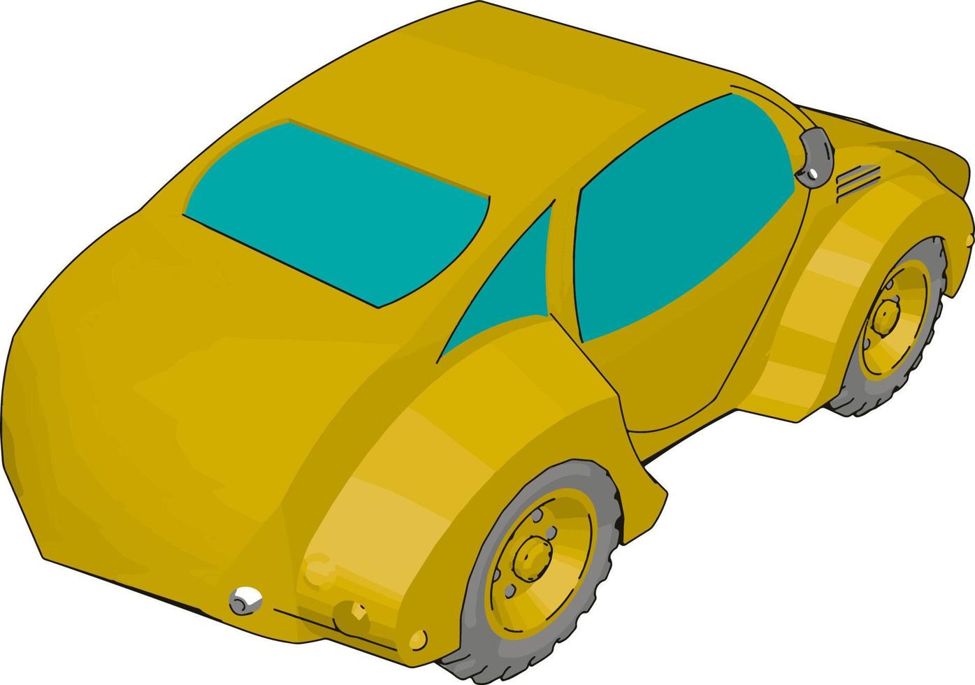 3D yellow car vector