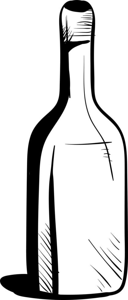 Dibujo de botella, ilustración, vector sobre fondo blanco.