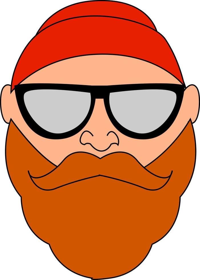 Ginger man with big beard, illustration, vector on white background.