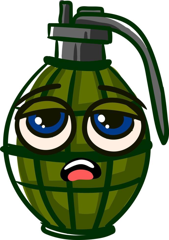 Sad grenade, illustration, vector on white background