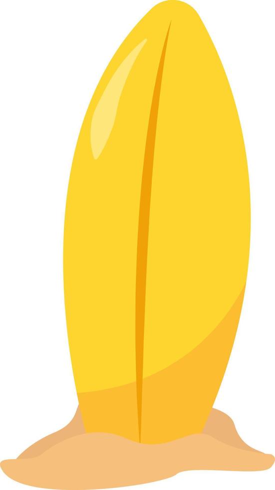 Yellow surfboard, illustration, vector on white background.