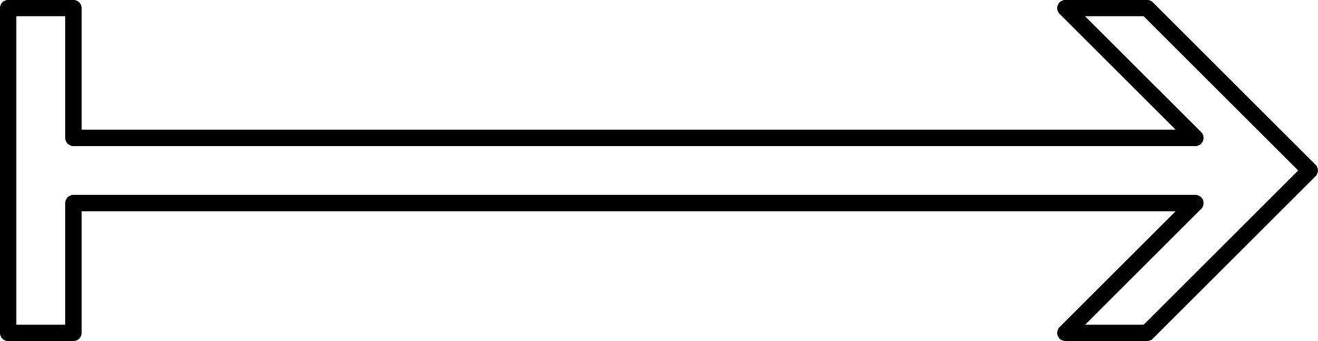 Arrow to the right with a straight line tail, illustration, vector on white background.