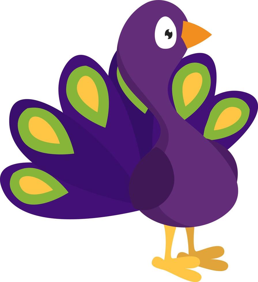 Purple peacock , illustration, vector on white background
