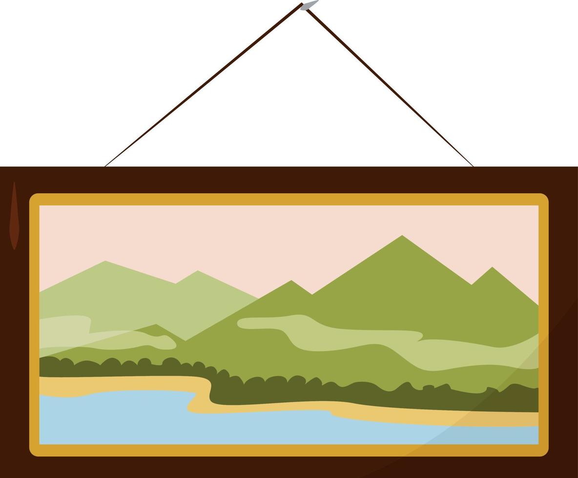 Picture on a wall , illustration, vector on white background