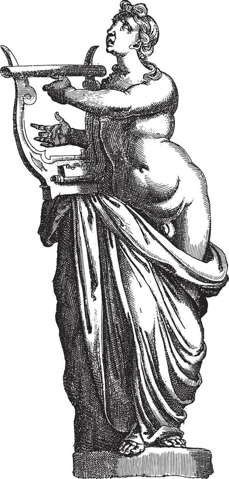 Sculpture of Apollo, anonymous, 1584, vintage illustration. vector