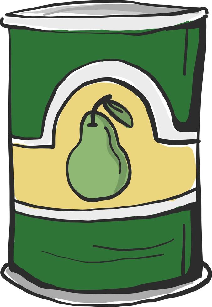 Conservas de pera verde, ilustración, vector sobre fondo blanco.