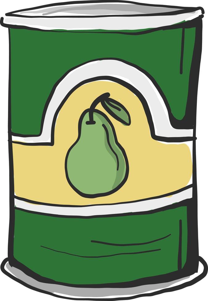 Green canned pear, illustration, vector on white background