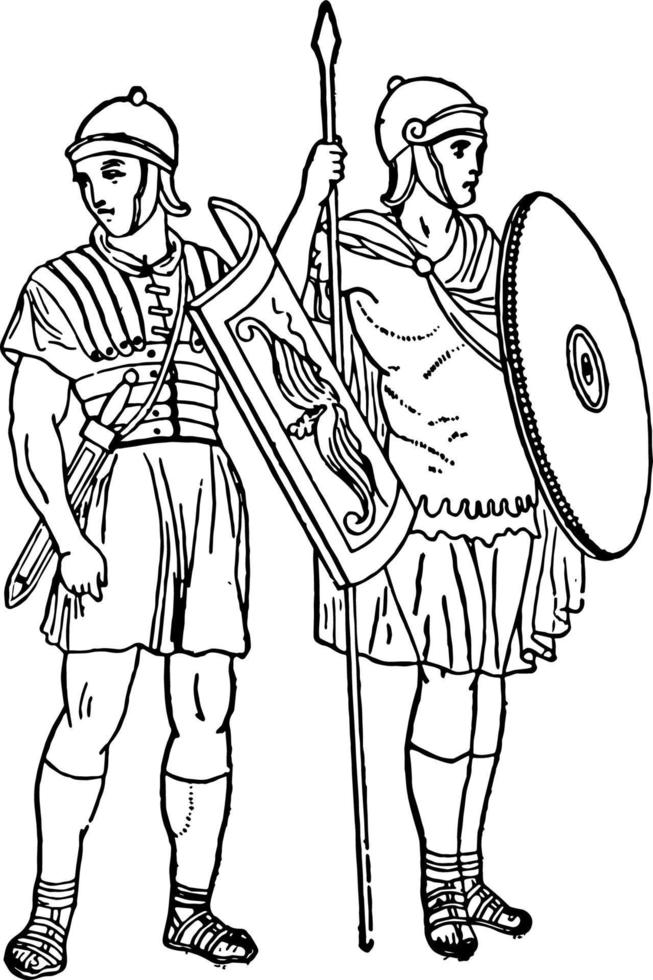 Roman Soldiers vintage illustration. vector