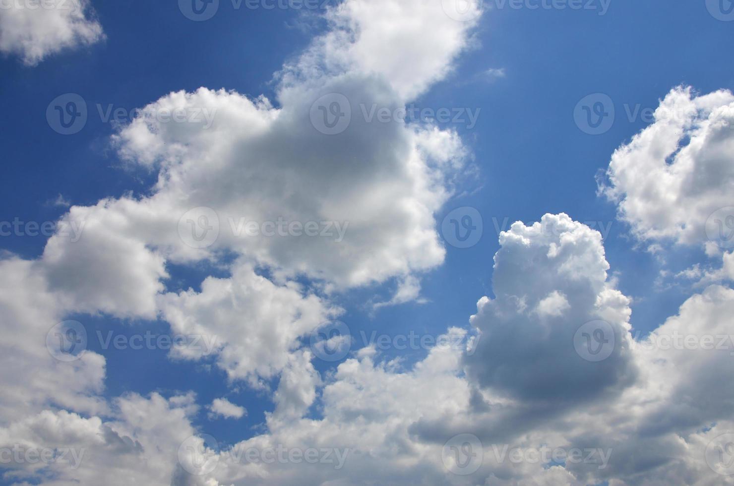 Beautiful blue sky background template with some space for input text message below isolated on blue photo