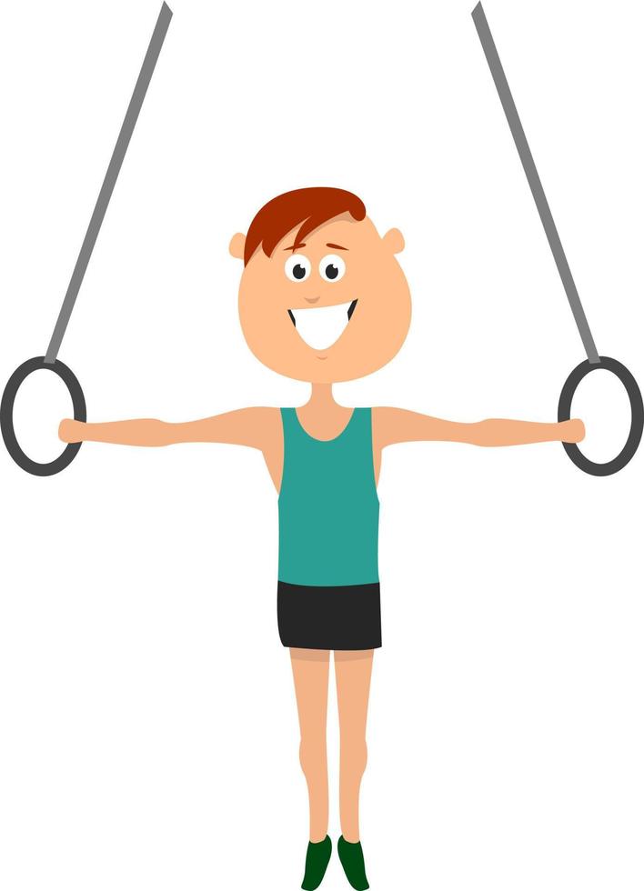 Gymnast boy, illustration, vector on white background
