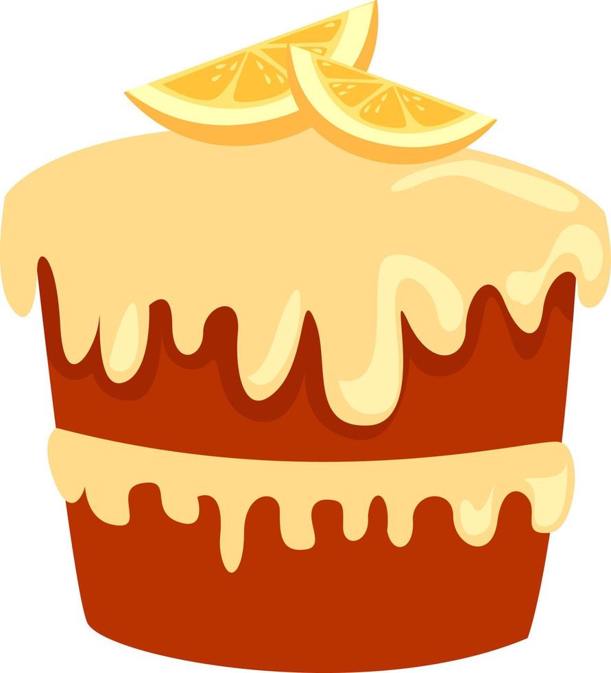 Lemon cake, illustration, vector on white background.