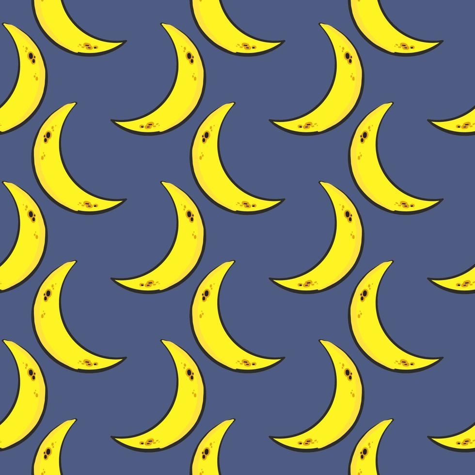 Yellow moon,seamless pattern on dark purple background. vector