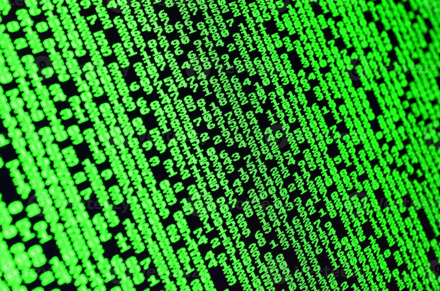 Macro of password selection on the monitor of the office computer. The concept of hacking the protection of a personal data keeper. The stream of supposed digital passwords of four and five digits photo