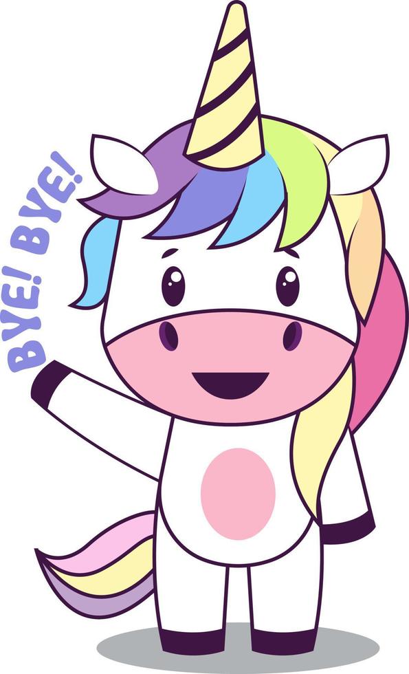 Unicorn waving, illustration, vector on white background.