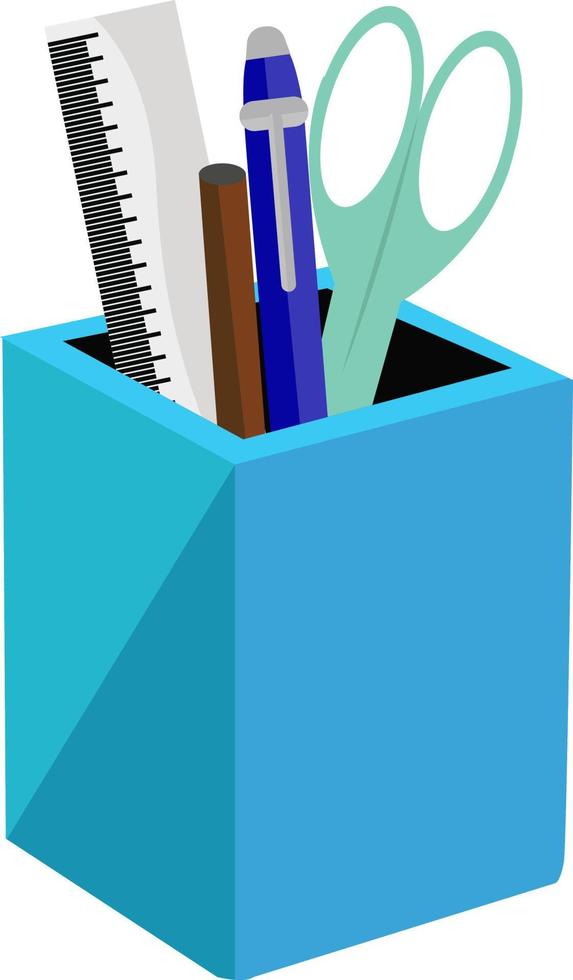 Pen holder, illustration, vector on white background