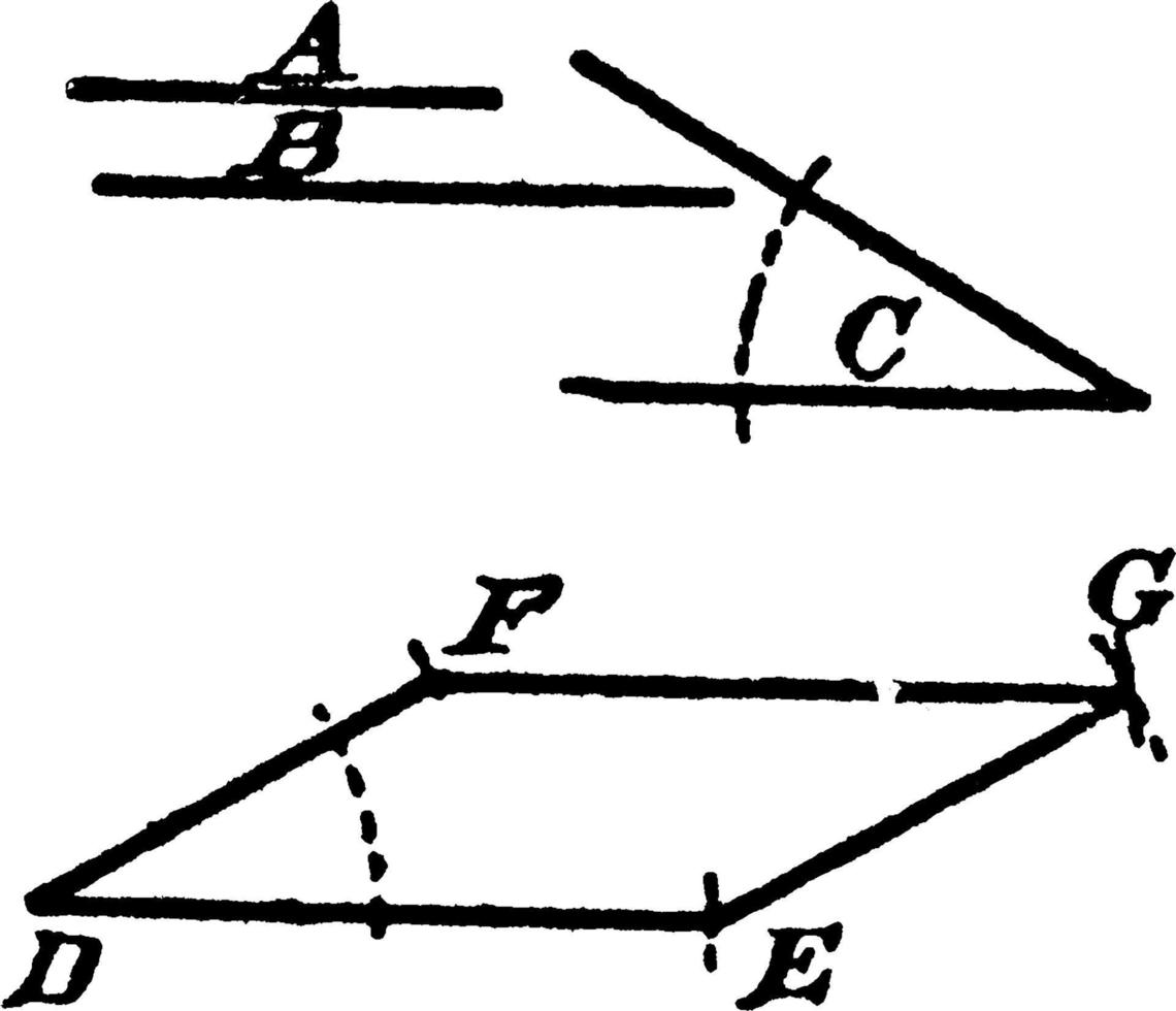 Construction Of A Parallelogram, vintage illustration. vector