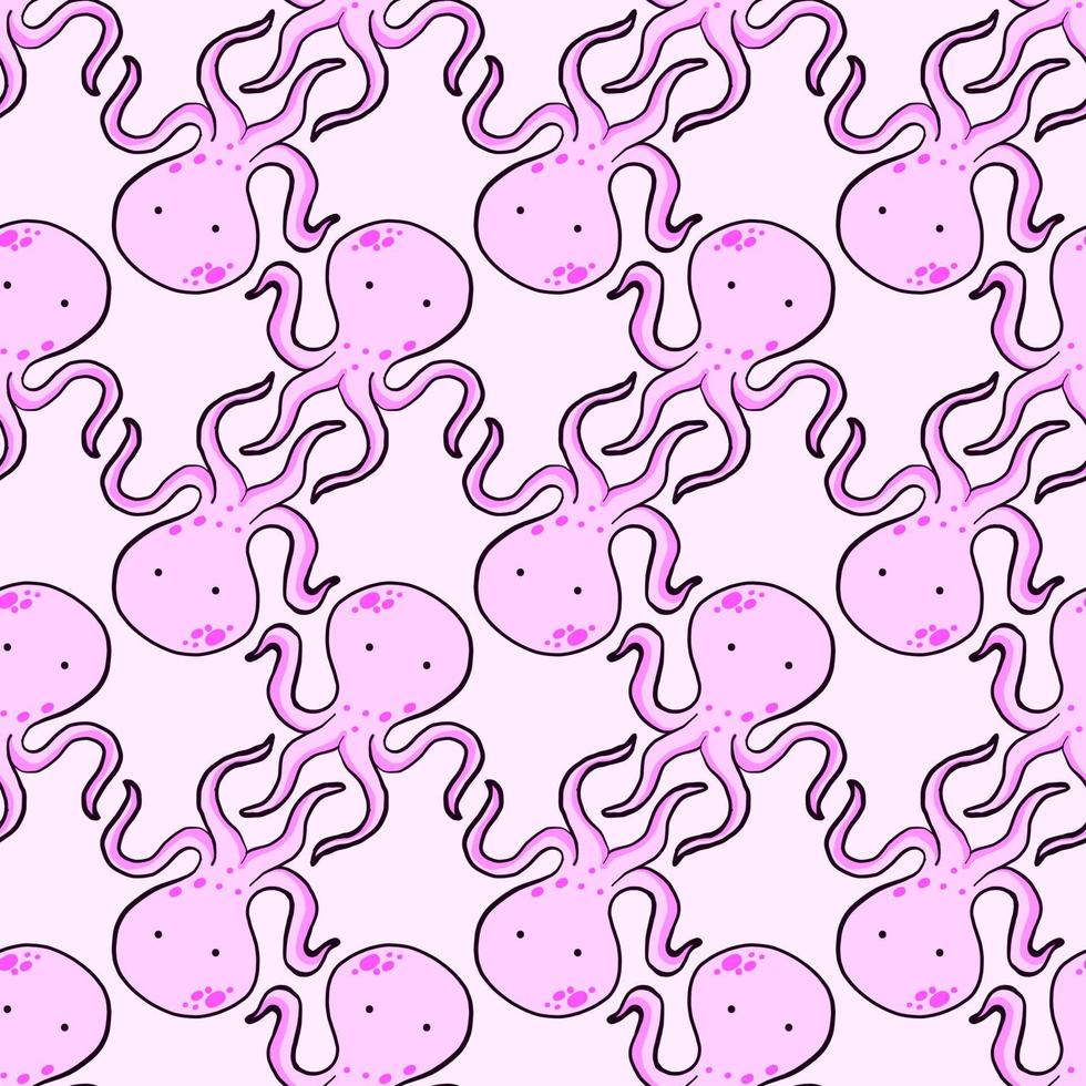 Octopus pattern, seamless pattern on pink background. vector