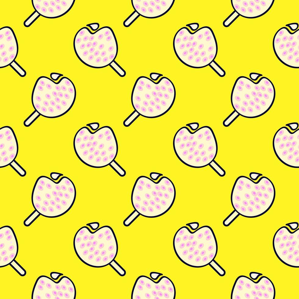 Melted ice cream,seamless pattern on yellow background. vector