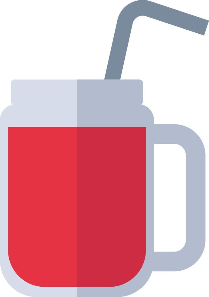 Red juice in a glass jar, illustration, vector on white background.