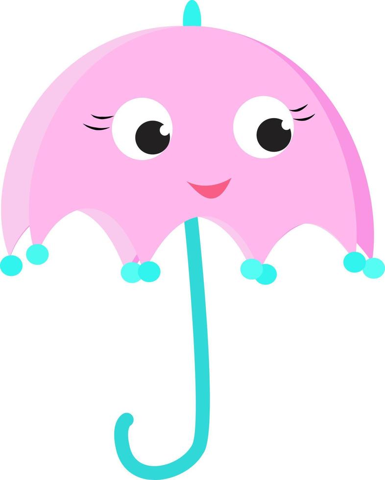 Pink umbrella, illustration, vector on white background.