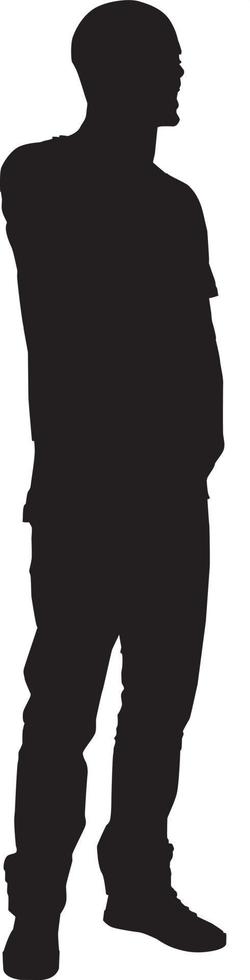 Silhouette of a man facing to the right, illustration, vector on white background.