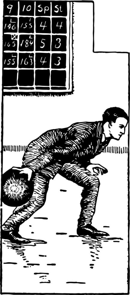 Bowling vintage illustration. vector