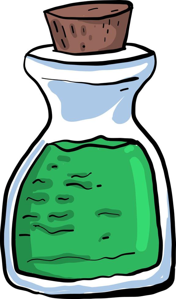 Green elixir potion, illustration, vector on white background