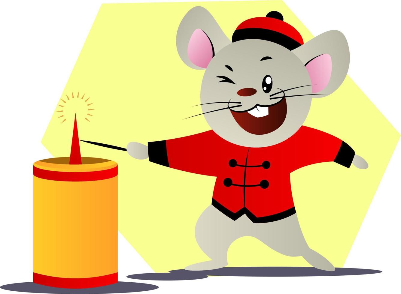 ratón feliz en traje rojo relámpago una vela ilustración vectorial sobre un fondo blanco vector