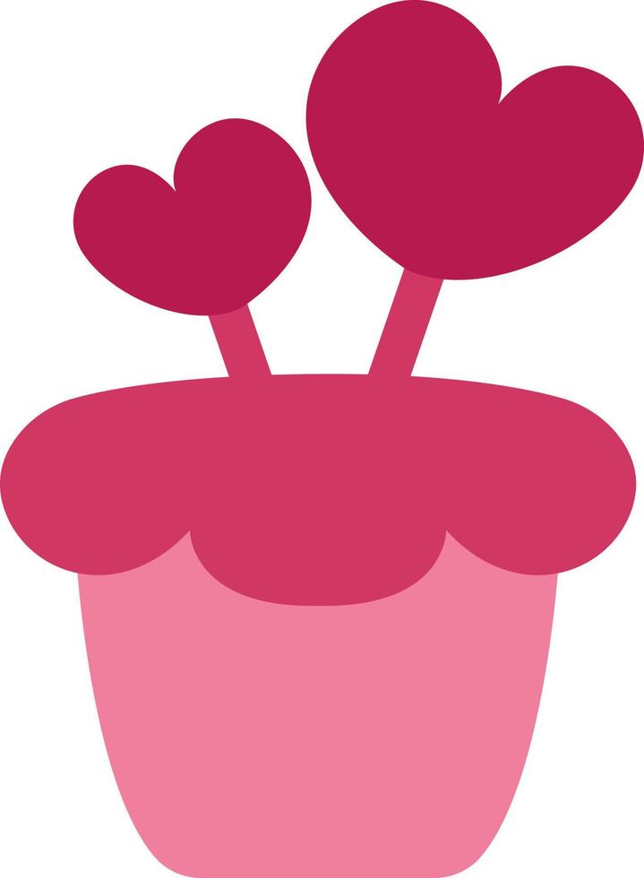 Pink cupcake with hearts, illustration, vector on a white background.