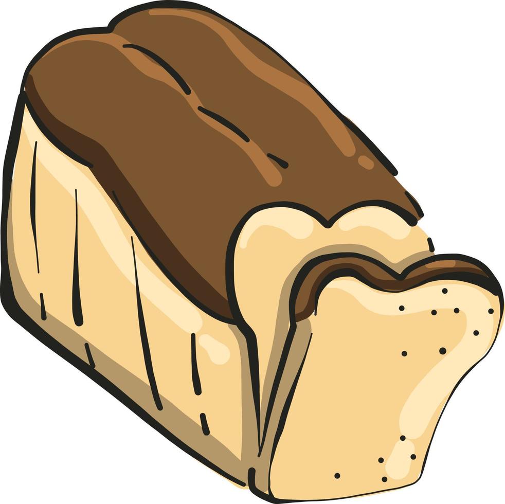 Whole bread, illustration, vector on white background.