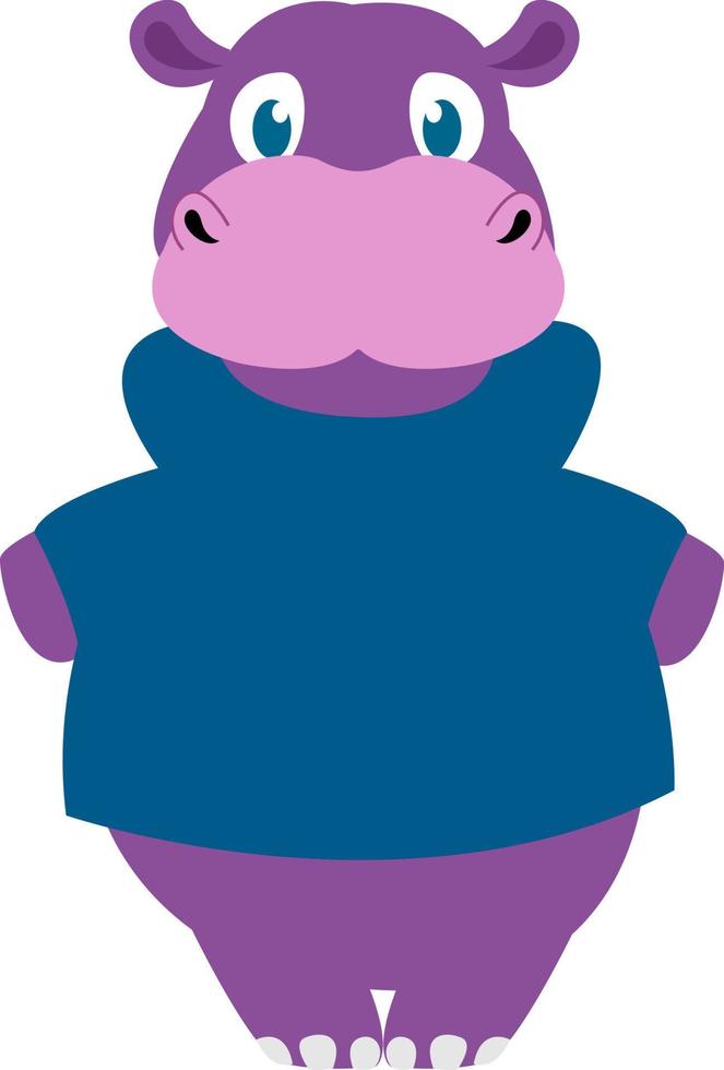 Fat hippo, illustration, vector on white background.