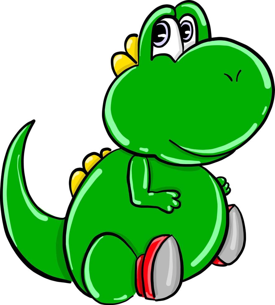 Fat green dragon, illustration, vector on white background
