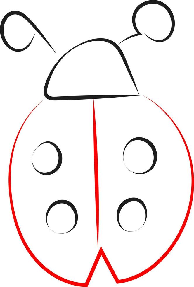 Ladybug drawing, illustration, vector on white background.