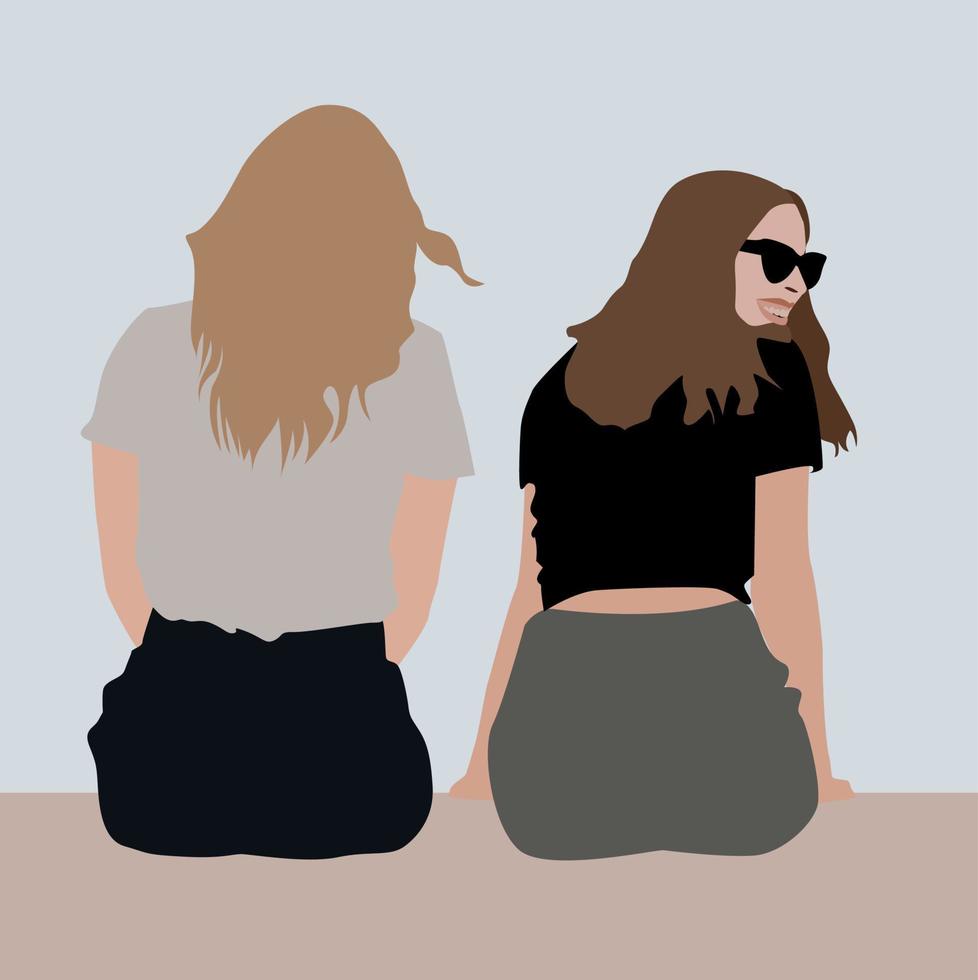 Girlfriends, illustration, vector on white background.