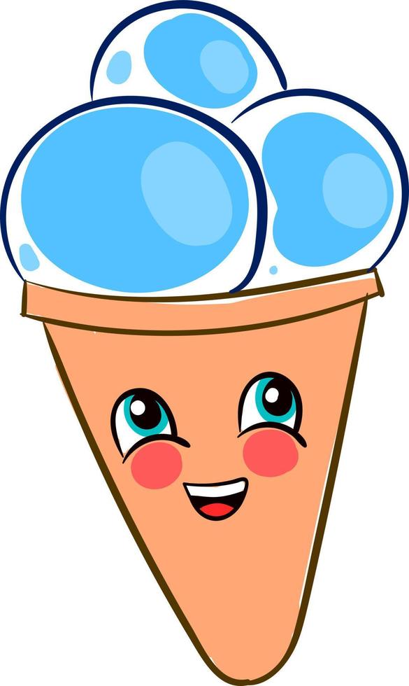 Happy ice cream, illustration, vector on white background