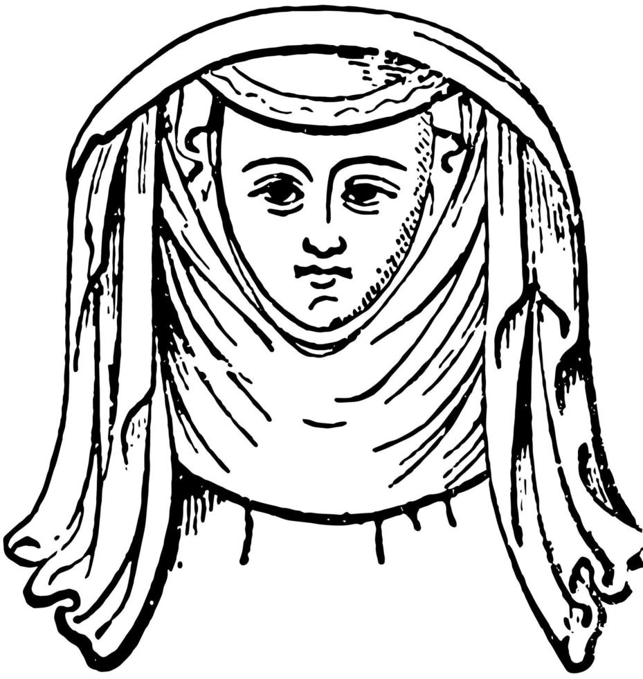 Head-Dress from Effigy, vintage engraving. vector