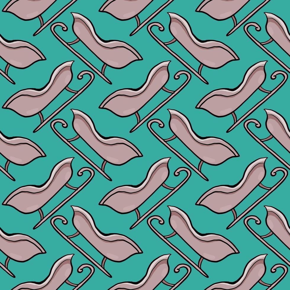 Cute sledge , seamless pattern on a mint green background. vector