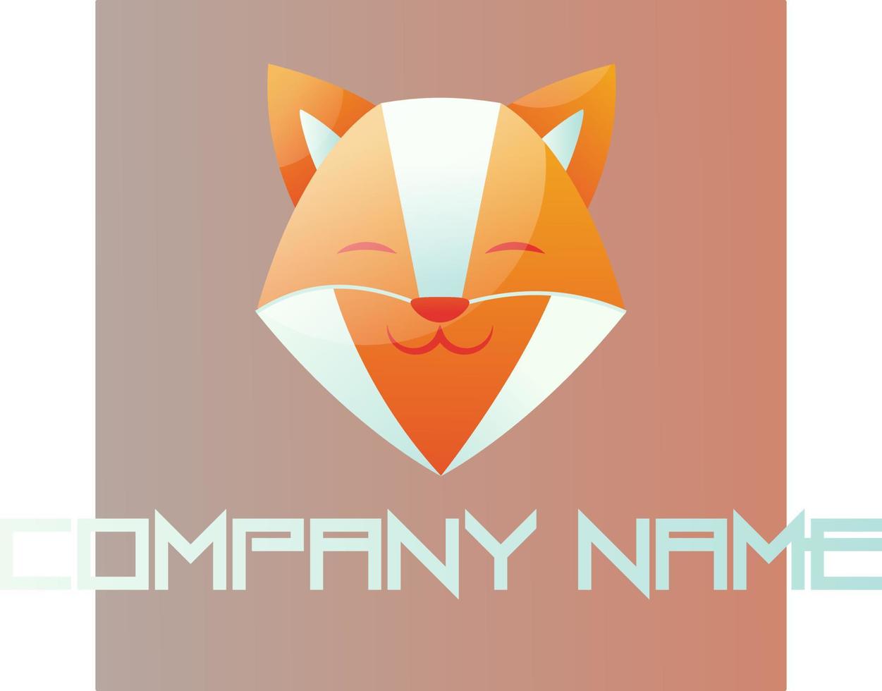 Happy fox head inside a light red square logo vector illustration on a white background