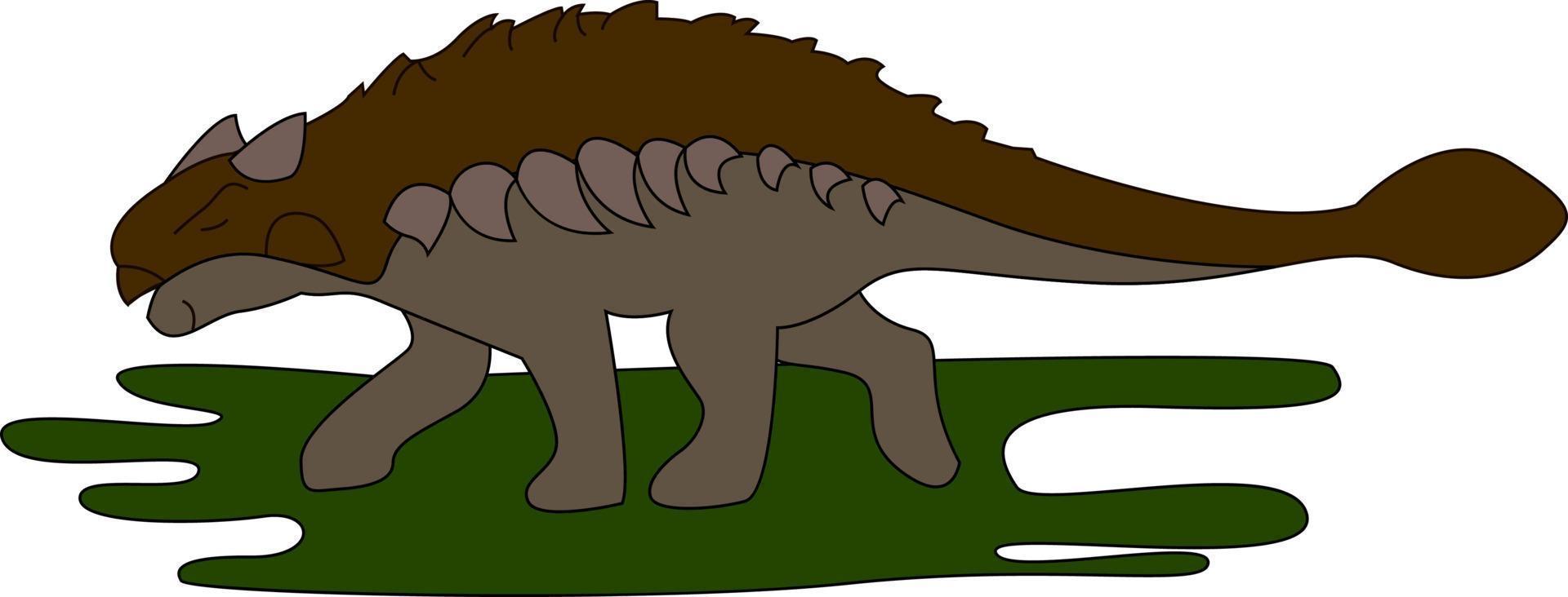Ankylosaurus on grass, illustration, vector on white background.