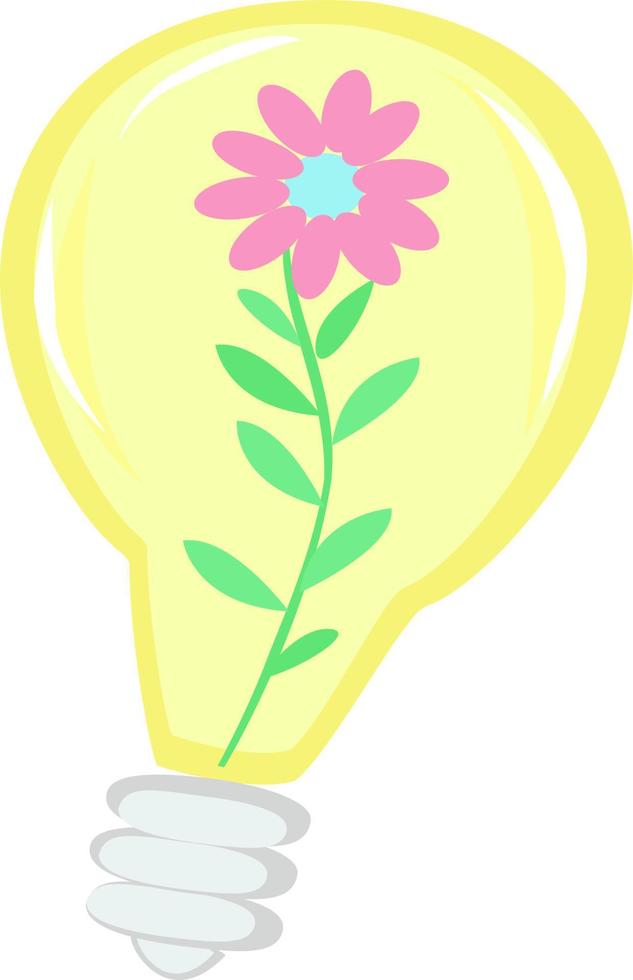 Flower in lighting bulb, illustration, vector on white background