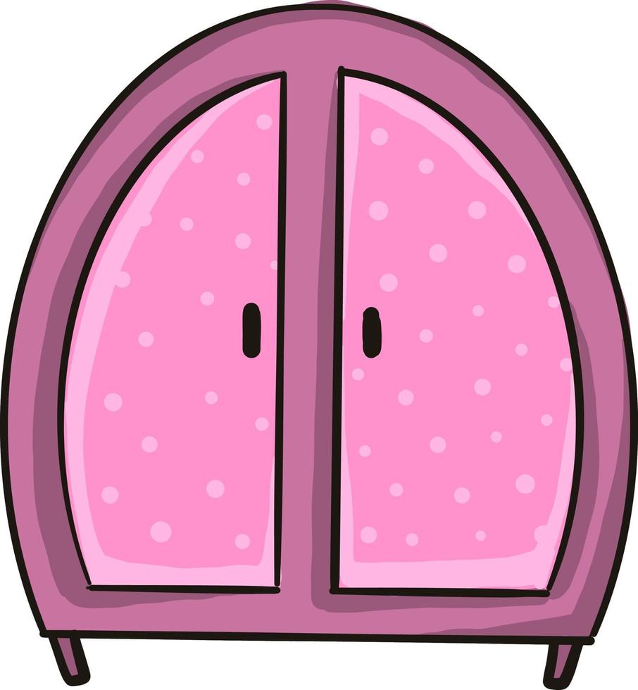 Pink wardrobe, illustration, vector on white background.