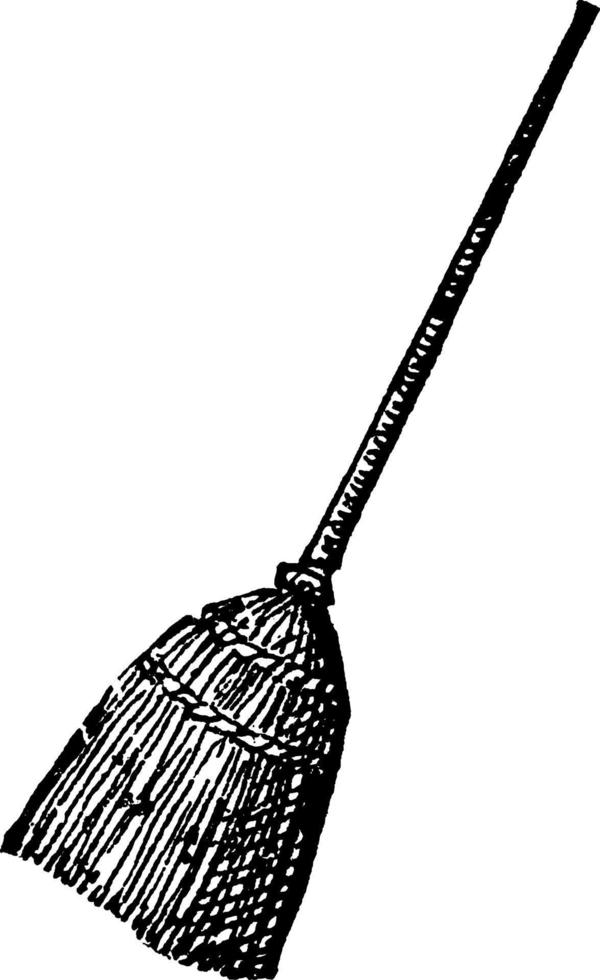 Broom, vintage illustration vector